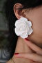 Polymer Clay Special Design White Flower Earrings, Big White Rose Earrings, Bridal Accessory