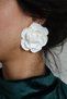 Polymer Clay Special Design White Flower Earrings, Big White Rose Earrings, Bridal Accessory - 3