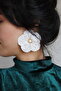 Polymer Clay Special Design White Pearlescent Earrings, Large Flower Earrings, Bridal Accessory - 7