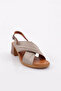 Genuine Leather Sand Ankle Cross Strap Women's Sandals - 2532318 - 2