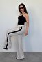 Beige Stripe Detailed Wide Leg Women's Tracksuit Mg2441 - 3