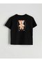 Lcw Kids Black Crew Neck Girls T-Shirt