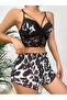 Zebra Pattern Bustier Women's Shorts Pajama Set - 3