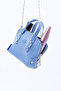 Blue Shk224 Faux Leather Mini Size Zippered Single Compartment Chain Handbag. Arm and Shoulder Bag - 8
