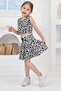Girl's Black-White Strap Crop Badi, Shorts Skirt Suit - 3