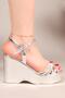 Dulce Stone-Skin Garnished Wedge Heel Evening Dress Shoes Silver - 7