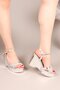 Dulce Stone-Skin Garnished Wedge Heel Evening Dress Shoes Silver - 5