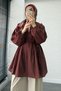 Voile Tunic with Rib Detail - Burgundy - 4