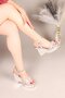 Dulce Stone-Skin Garnished Wedge Heel Evening Dress Shoes Silver