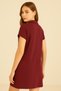 Women's Pocket Polo Neck Dress Claret Red - 4