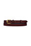 100% Genuine Leather, Thin 2 cm Claret Red Women's Belt with Gold Color Buckle; Dress, Pants Belt_Normal.Straight - 2