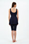 Women's Plain Lycra Tights Dress Swimsuit Navy Blue - 9