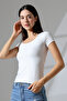 Bluff Square Collar Short Sleeve Bamboo Slim Fit Women's Blouse & Tshirt & T-Shirt - White - 5