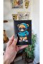 Leather Stitched License Case Container with Teddy Bear Auto Vehicle Motor License Holder License Protector