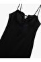 Slim Fit Linen Viscose Blended Strap Midi Dress with Ruffled Slit Detail - 5