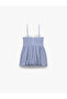 V-Neck Striped Balloon Mini Dress with Rope Straps - 5