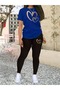 Oversize Heart Printed T-Shirt Long Leggings Suit Loose Combination Boyfriend