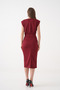 Padded Shoulder Wrap Cut Gold Accessoryed Degaje Collar Midi Length Sleeveless Burgundy Evening Dress 77119 - 3