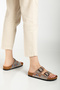 Women's Natural Stone Beaded Tan Double Buckle Orthopedic Slippers - 5