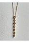 Silver & Gold Pink Zircon Stone Steel Y Necklace