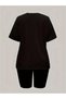 Women's Pocket Cute Bear Printed Combed Cotton T-Shirt, Scuba Diver Short Tights Set (Tights T-Shirt Set) - 3