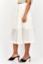 Women Yarn Dye Midi Skirt, Cream - 2