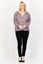 Women V-neck Long Sleeve Floral Print Shirt, Multicolor - 2