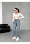 Women's Blue High Waist Jeans - Mom Fit Jean - 5
