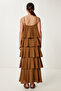Folded Summer Long Linen Dress Taba Lns0040 - 4
