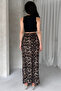 Crop Tank Top with Crew Neck, Leopard Print Wrap Around Pencil Skirt Set - 8