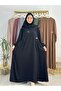 Sufle Scarf Dress Set, with Side Sash. Suitable for Hajj and Umrah, Black Color.
