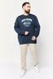Men Crew Neck Graphic Print Long Sleeves Sweatshirt, Navy - 3