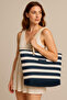 Women's Beach Bag, Zipper Bag, Striped Rope Drawstring, Women's Bag, with Pocket Inner Lining