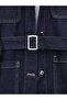 Belted Waist, Buttoned Front Pocket Denim Set - 5