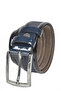 Men's Navy Blue 3.5 cm Laser Engraved Patent Leather Classic Faux Leather Belt 2402629 - 3