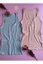 Luniva 2-Pack Blue and Dusty Rose Women's Tank Top |   V-Neck, Cotton, Summer Stylish Ribbed Blouse - 2