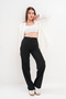 Women's High Waist Wide Leg Fabric Trousers - 6