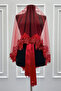 Red Bridal Veil Set with Sparkling Crystal Glass Beads and Sequins Embroidered Henna Veil 6 Pieces - 3