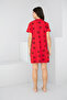 Red Black Lip Print Button-Down Shirt Collar Nightgown Dress 7830 - 3