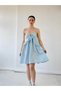Design Lace-Up Strap Loose Cut Dress Women's Light Blue - 8