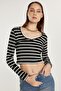Women's Slim Fit Slim Fit Long Sleeve Crew Neck Striped Blouse