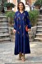Navy Blue Sprout Patterned Dress - 2