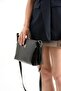 Black Wrinkled Patterned Multi-Compartment Adjustable Shoulder Cross Strap Quality Bag - 2