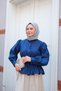 Women's Waist Shirring Detailed Shirt Navy Blue - 3