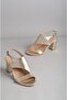 Seç 0117 Genuine Leather Heeled Shoes (8cm) Gold - 5