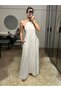 Cara White Halter Neck Backless 100% Bamboo Linen Dress
