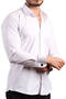 Flexible Lycra Slim Fit White Men's Shirt - Cufflinks, Extra Slim Fit - 195-1 - 3
