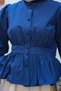 Women's Waist Shirring Detailed Shirt Navy Blue - 5