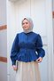 Women's Waist Shirring Detailed Shirt Navy Blue