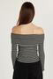 Women's Slim Fit Slim Fit Ribbed Strapless Striped Blouse - 5